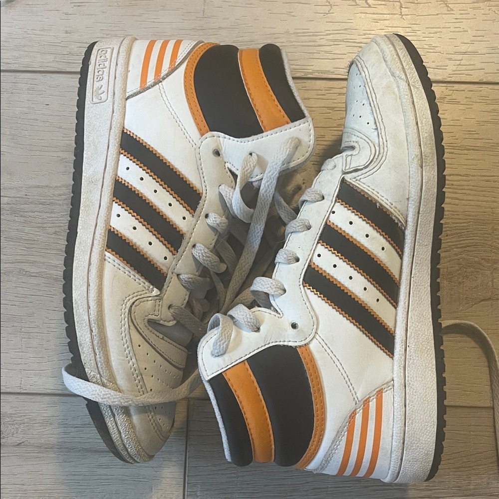 Adidas Men's White and Orange Sneakers